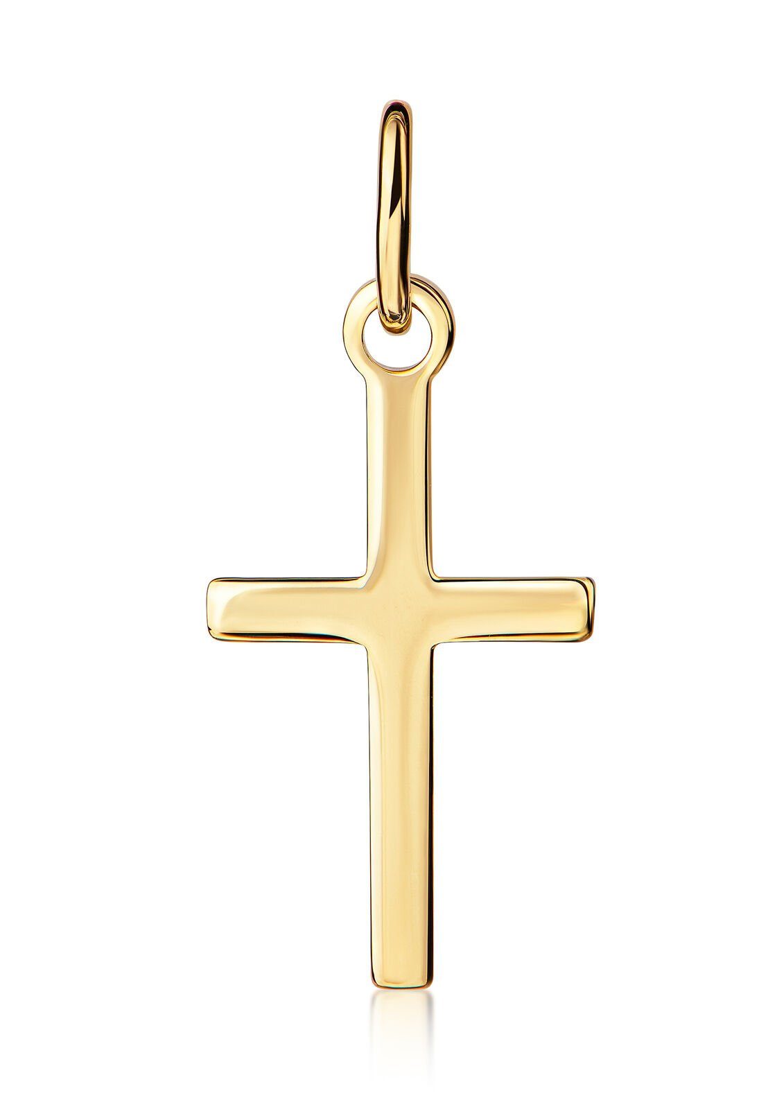 JEVELION Kreuzanhänger Taufkreuz Kreuz-Anhänger aus 585 Gold 14 Karat / 14k  (Goldkreuz, für Kinder), Taufkreuz - Made in Germany