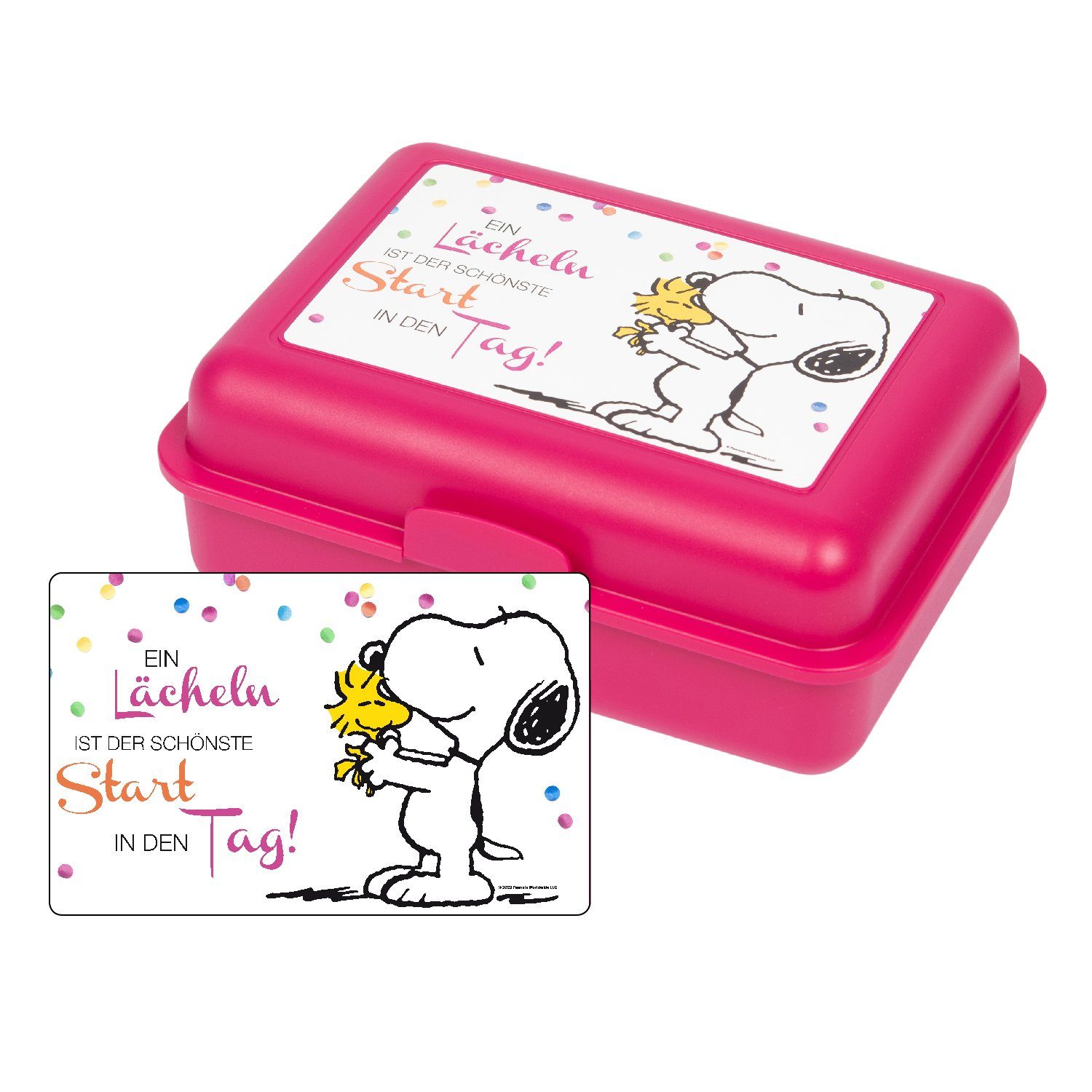 (PP) Labels® Start Ein Kunststoff in United Lunchbox Tag der Pink, Brotdose den schönste ist Lächeln - Snoopy