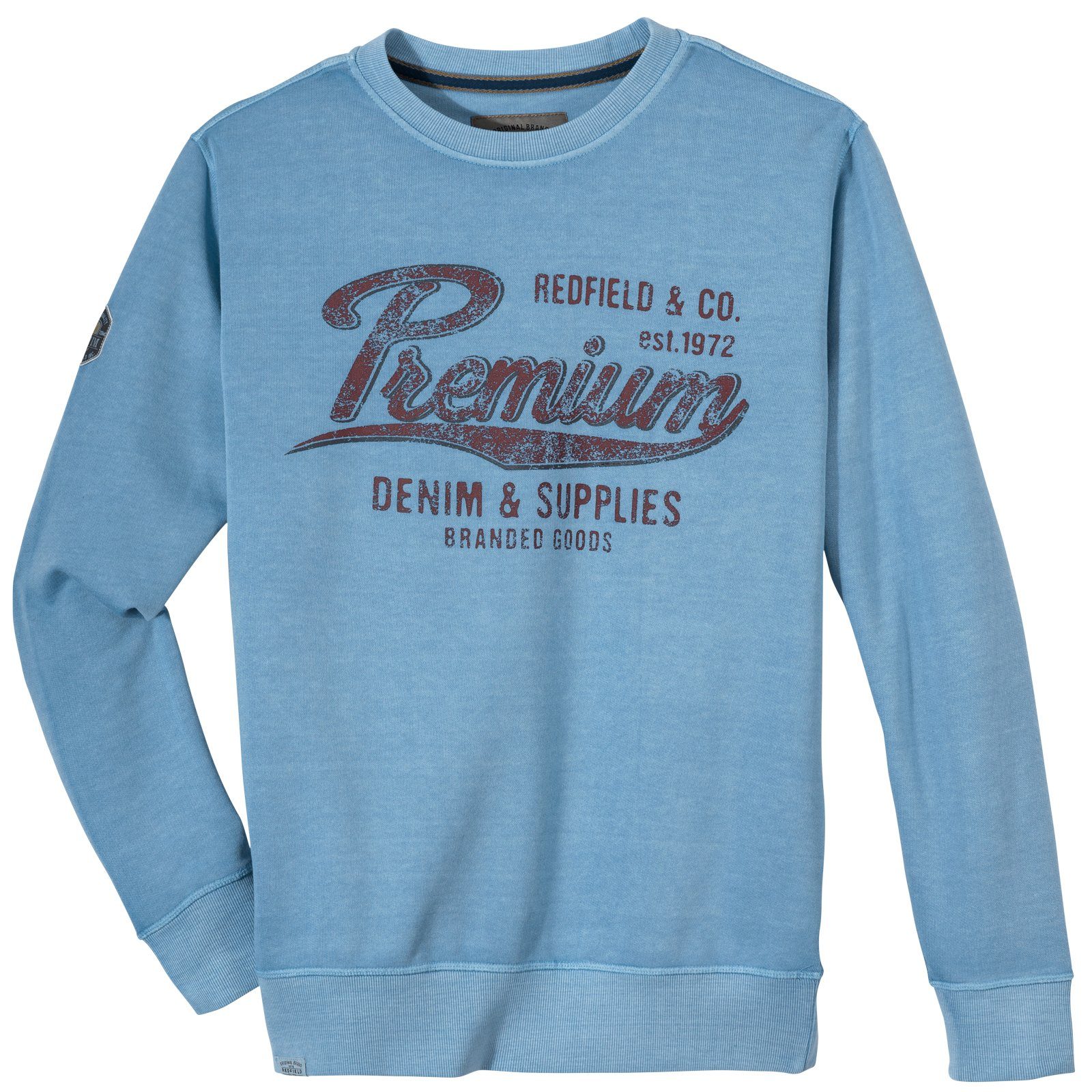 Sweater Redfield Übergrößen Sweatshirt hellblau Print Premium