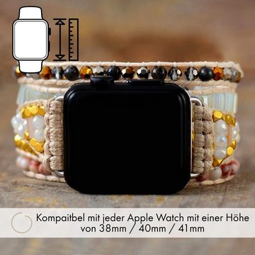 BENAVA Smartwatch-Armband Smart Watch Band - Jaspis und Achat Perlen Bunt, Handgemacht