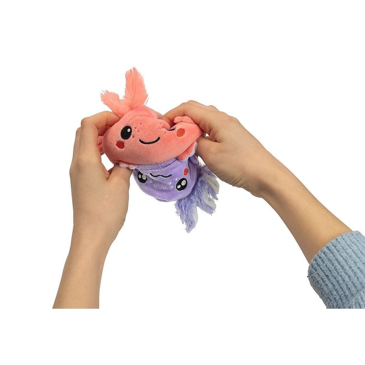 Moses. Verlag Kuscheltier Flauschiger Wende-Axolotl von moses – Kuscheltier mit 2 Gesichtern