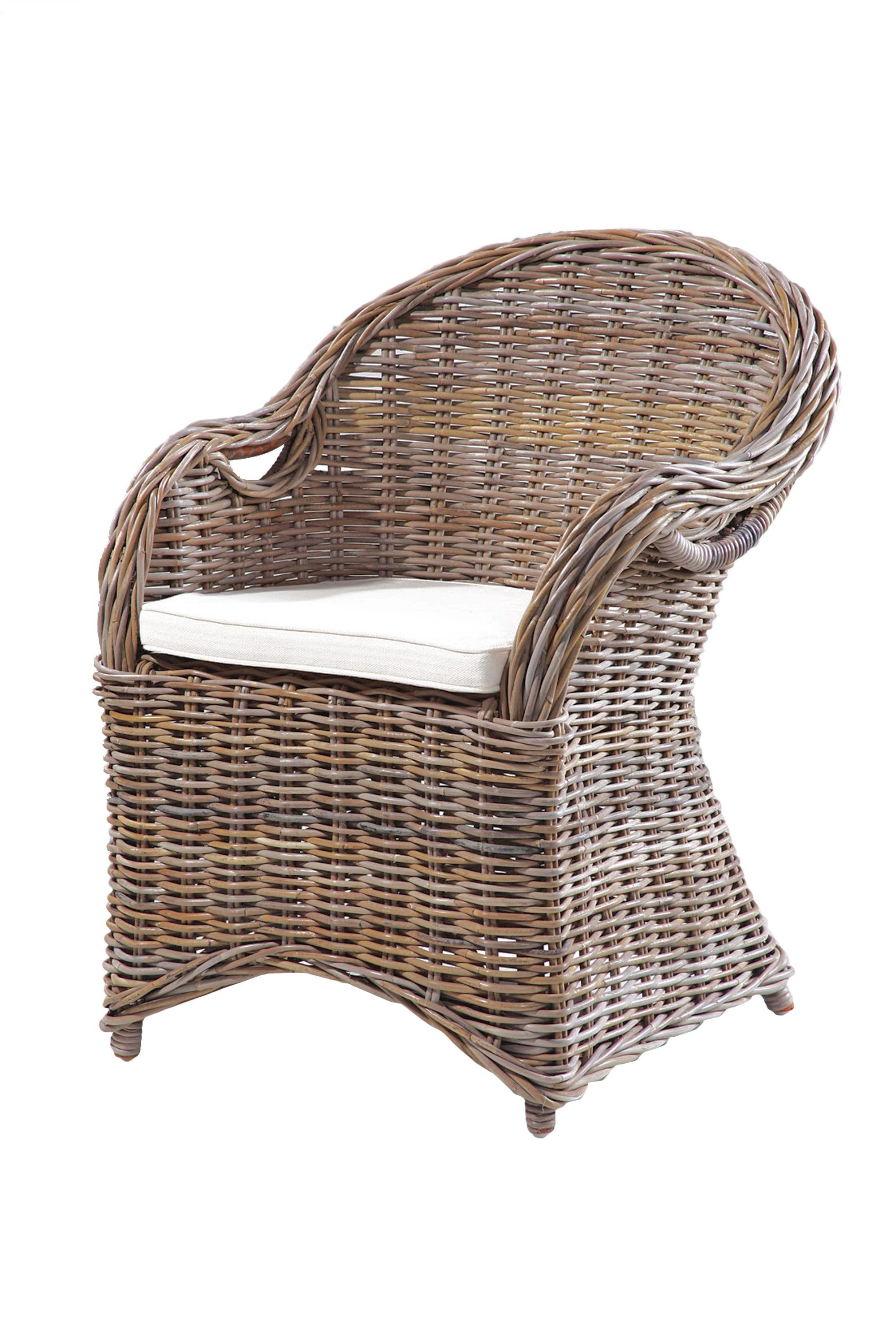 Garden Pleasure Relaxsessel, Korb Sessel BREST Natur Rattan grau Relaxsessel Fernsehsessel