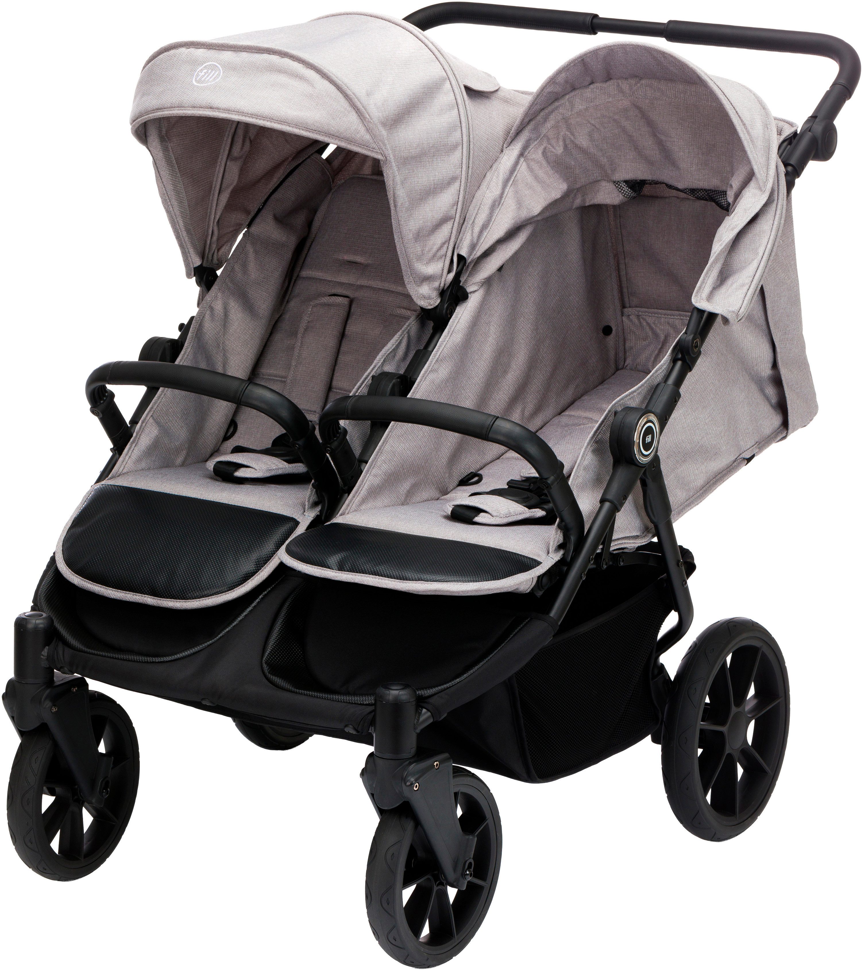 Fillikid Zwillingsbuggy Duette, grau, auch als Geschwisterwagen verwendbar; nur 75 cm breit