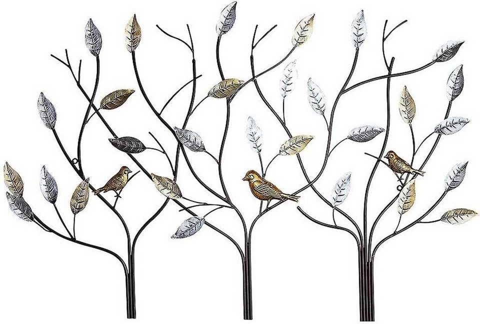 GILDE Bild Gilde Metall Rel.3 Bäume mit Vögeln VE 2 (B x H x,  Nutzungsbereich: Innenbereich und überdachter Außenbereich