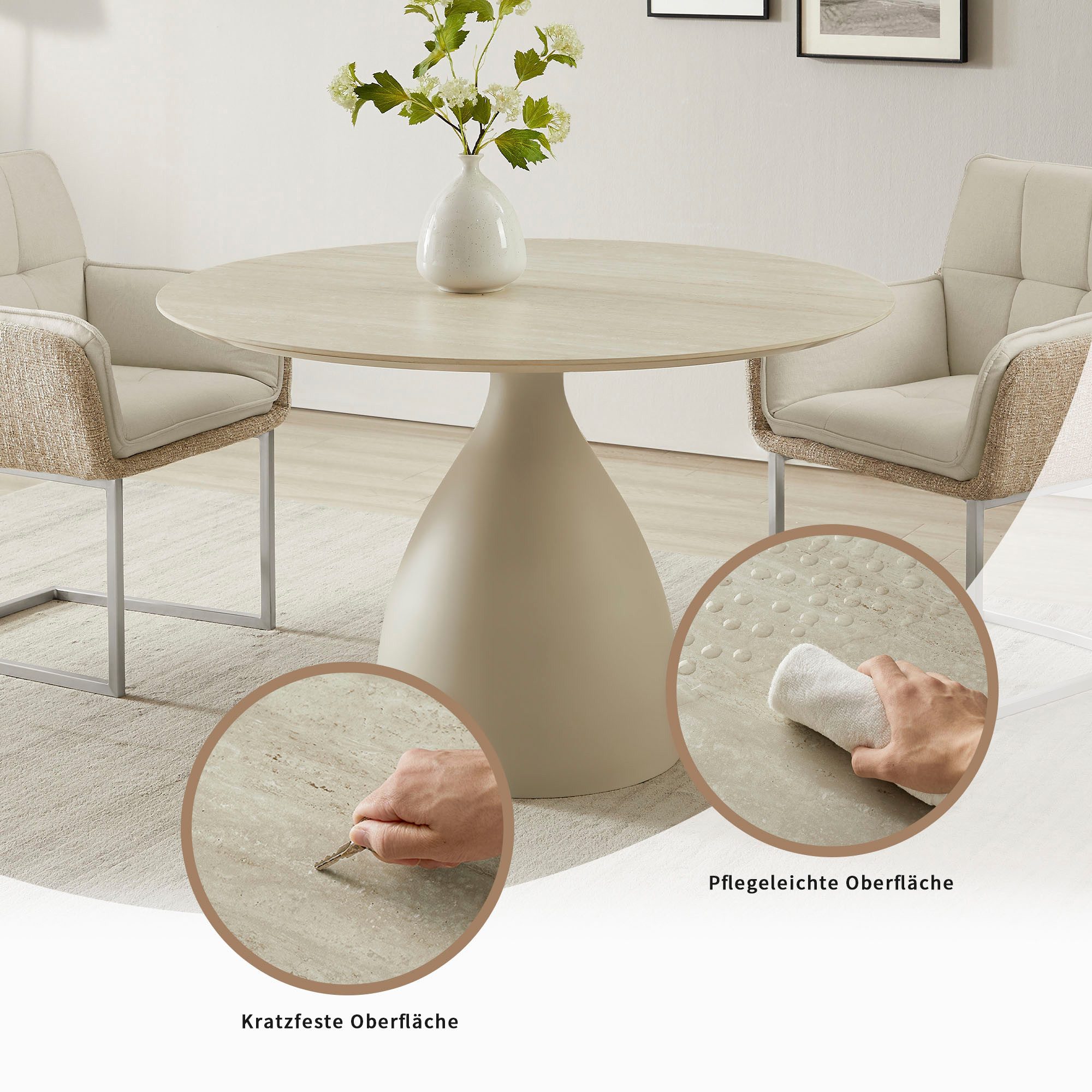 OTTO home Esstisch Lealux, mit Sintersteinplatte, elegantem Gestell und pflegeleichter Oberfläche