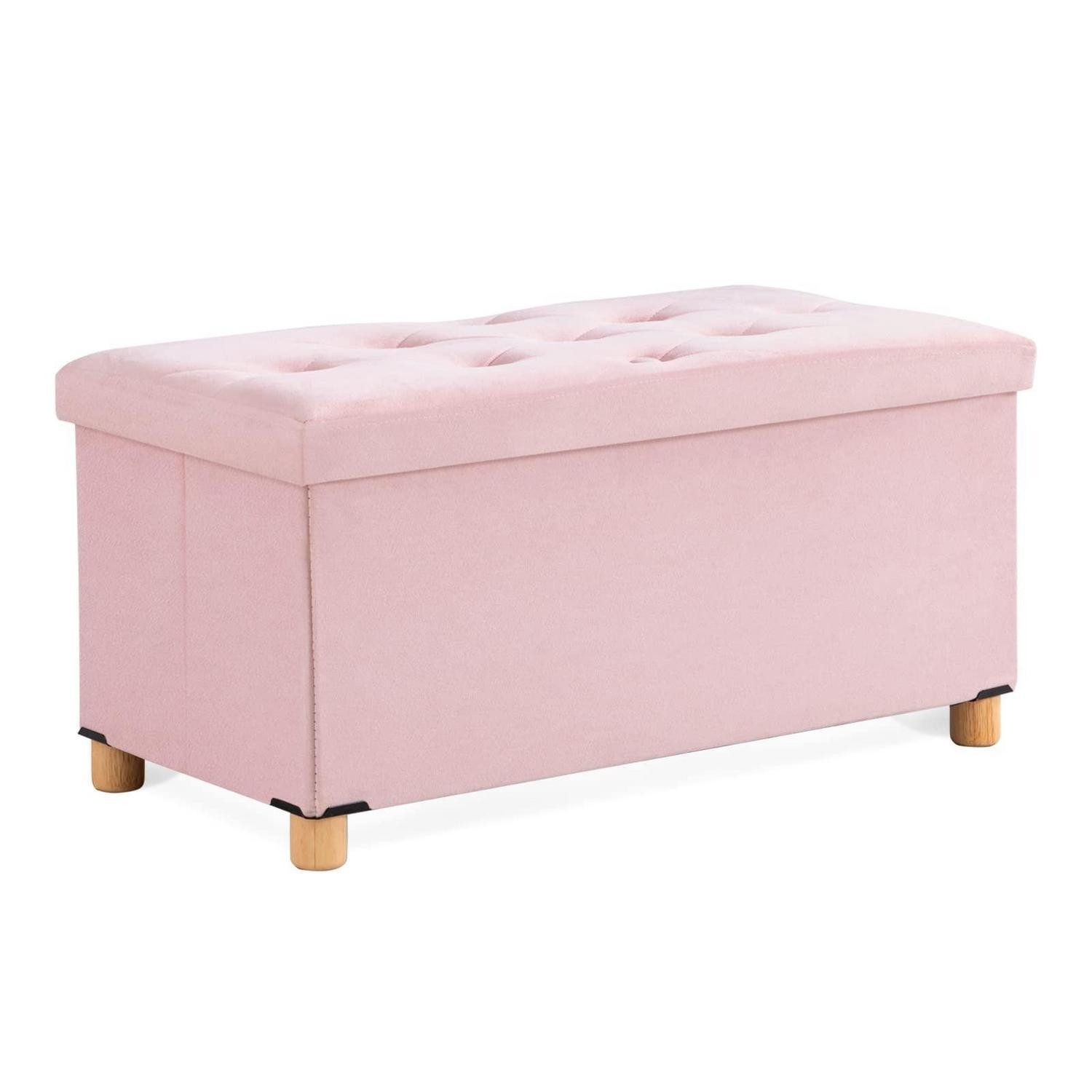 LuxusKollektion Sitzhocker Sitzbank mit Stauraum Samt Rosa 76x38x38cm