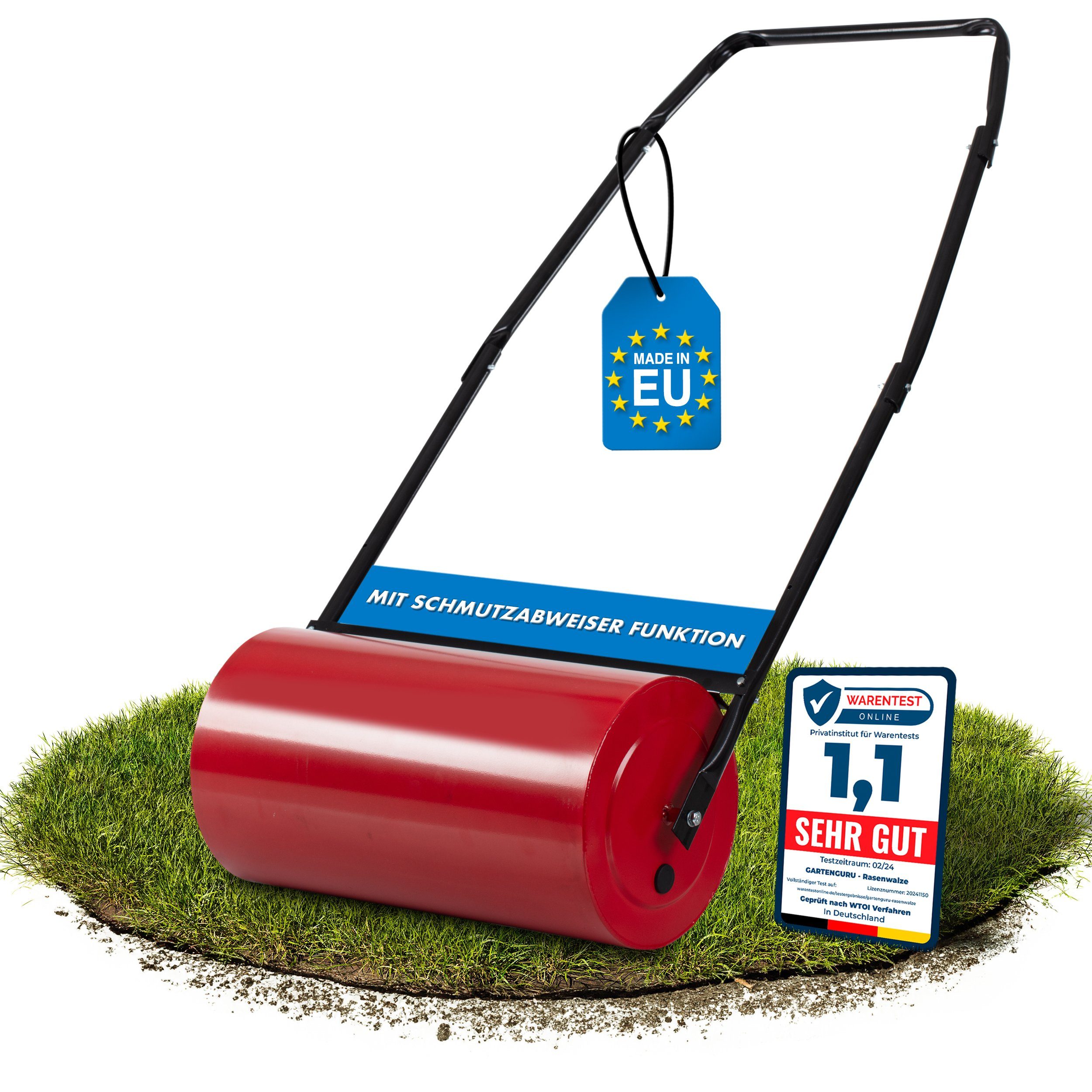 GartenGuru Rasenwalze 50cm Rasenwalze [LANGLEBIG & ROBUST] inkl