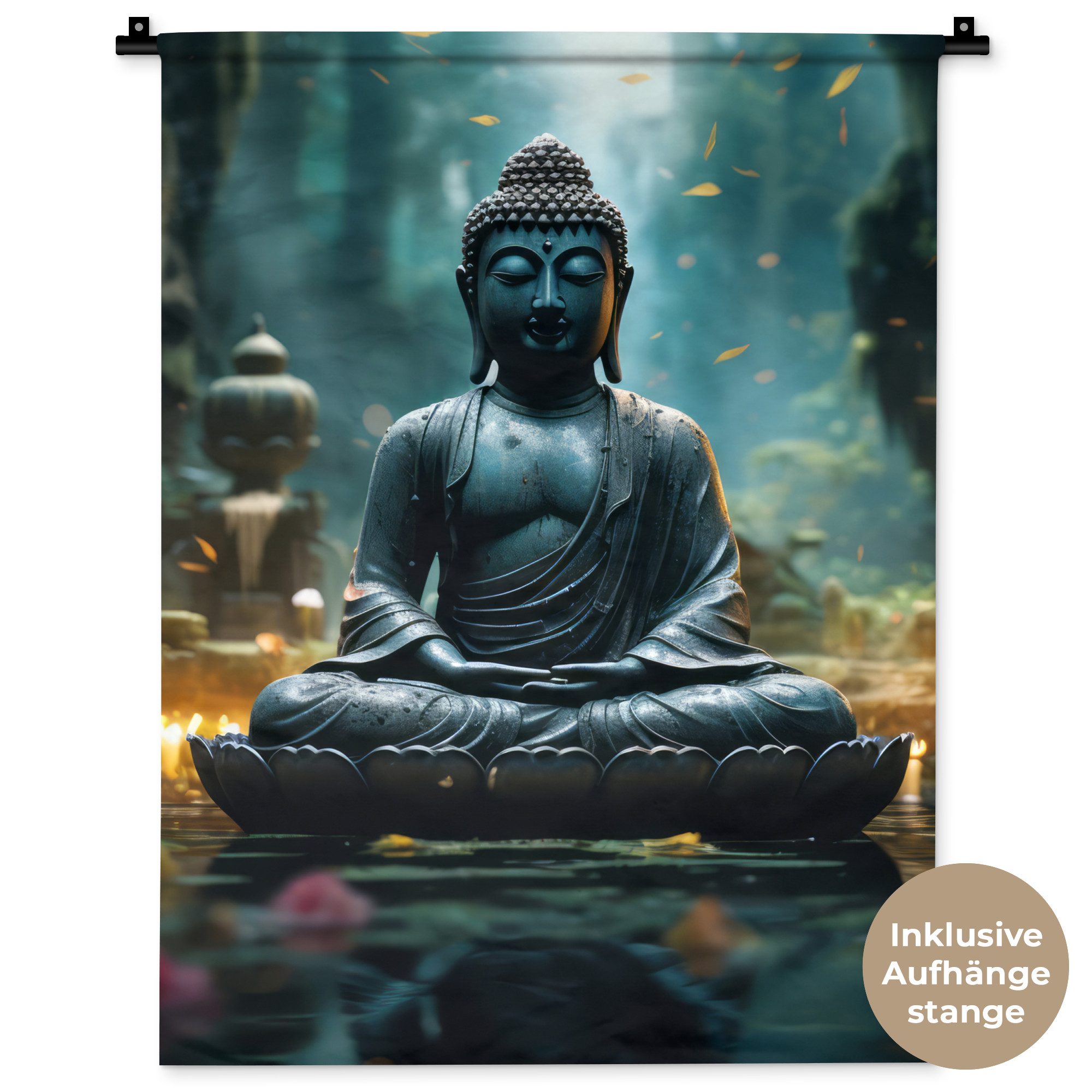 MuchoWow Wandteppich Buddha - Statue - Buddha - Zen - Kunst - Buddha, Rechteckig, Höhe: 3 mm, Wandtuch für Wohnzimmer, Schlafzimmer, 60x80 cm