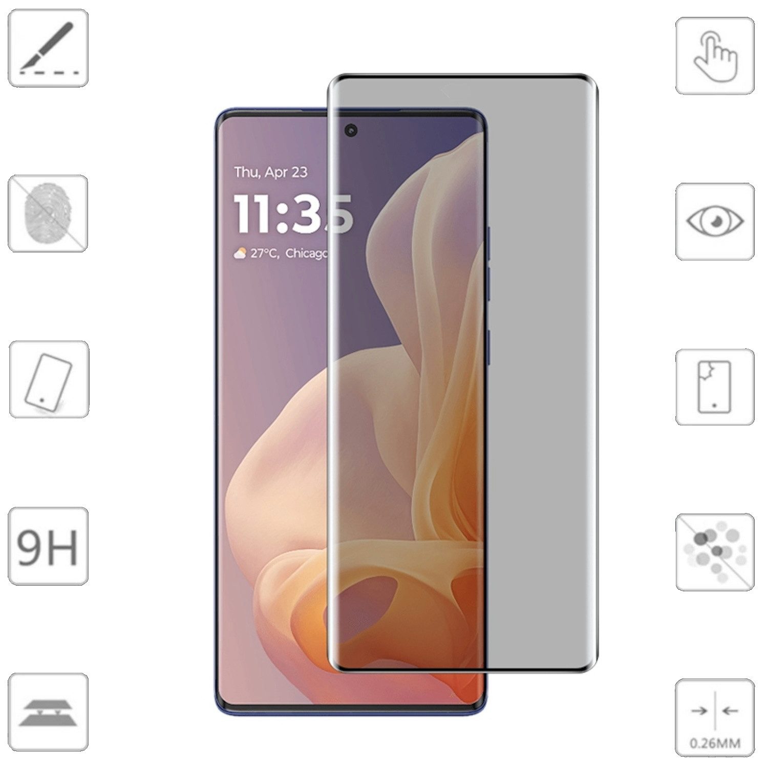 Wigento Handyhülle Für Motorola Moto G85 5G 4D Privacy Full Curved Hart Glas Folie Schutz, Display Curved PRIVACY Schutz Glas