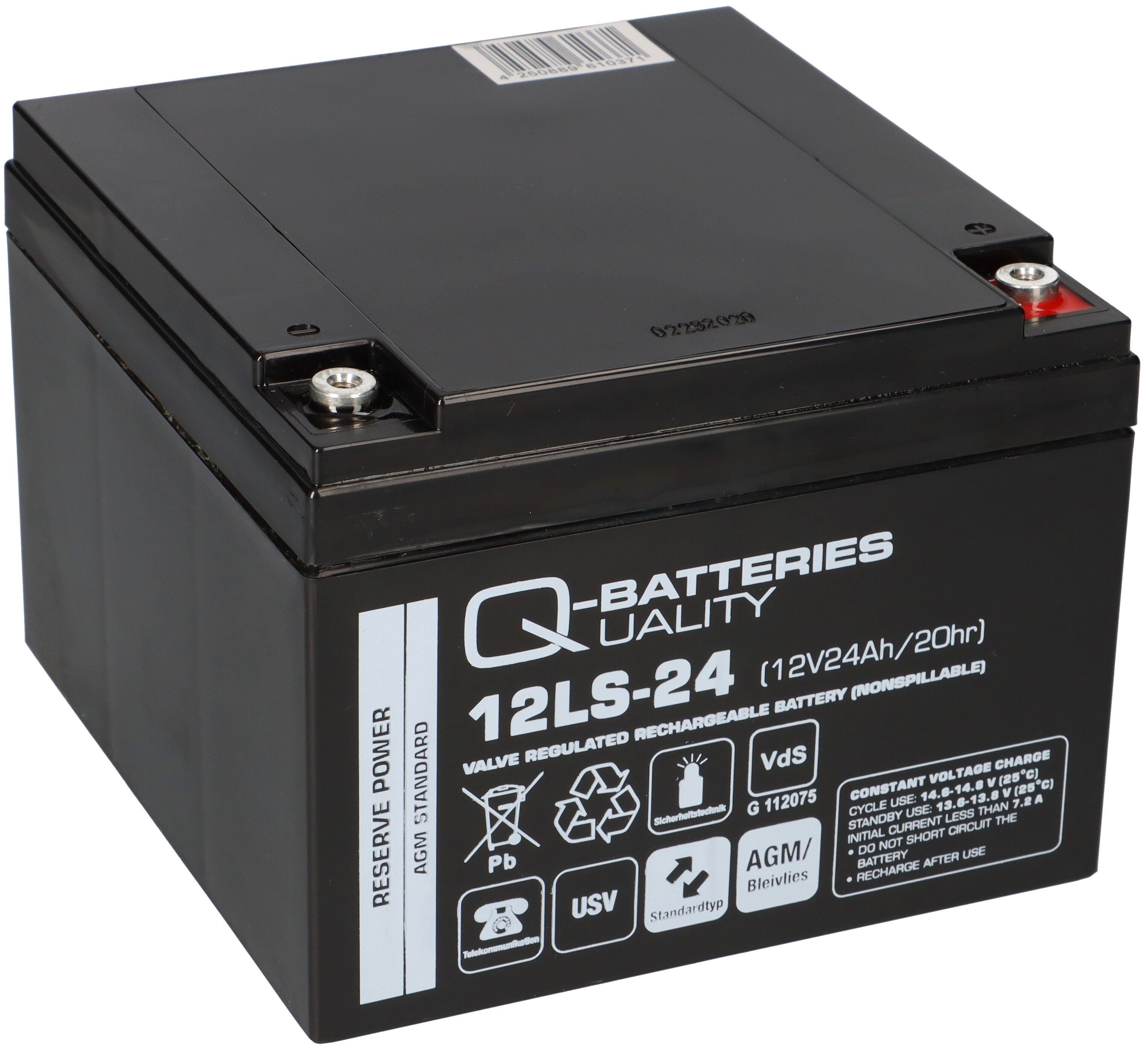 Q-Batteries Q-Batteries 12LS-24 12V 24Ah Blei-Vlies-Akku / AGM VRLA mit VdS Bleiakkus