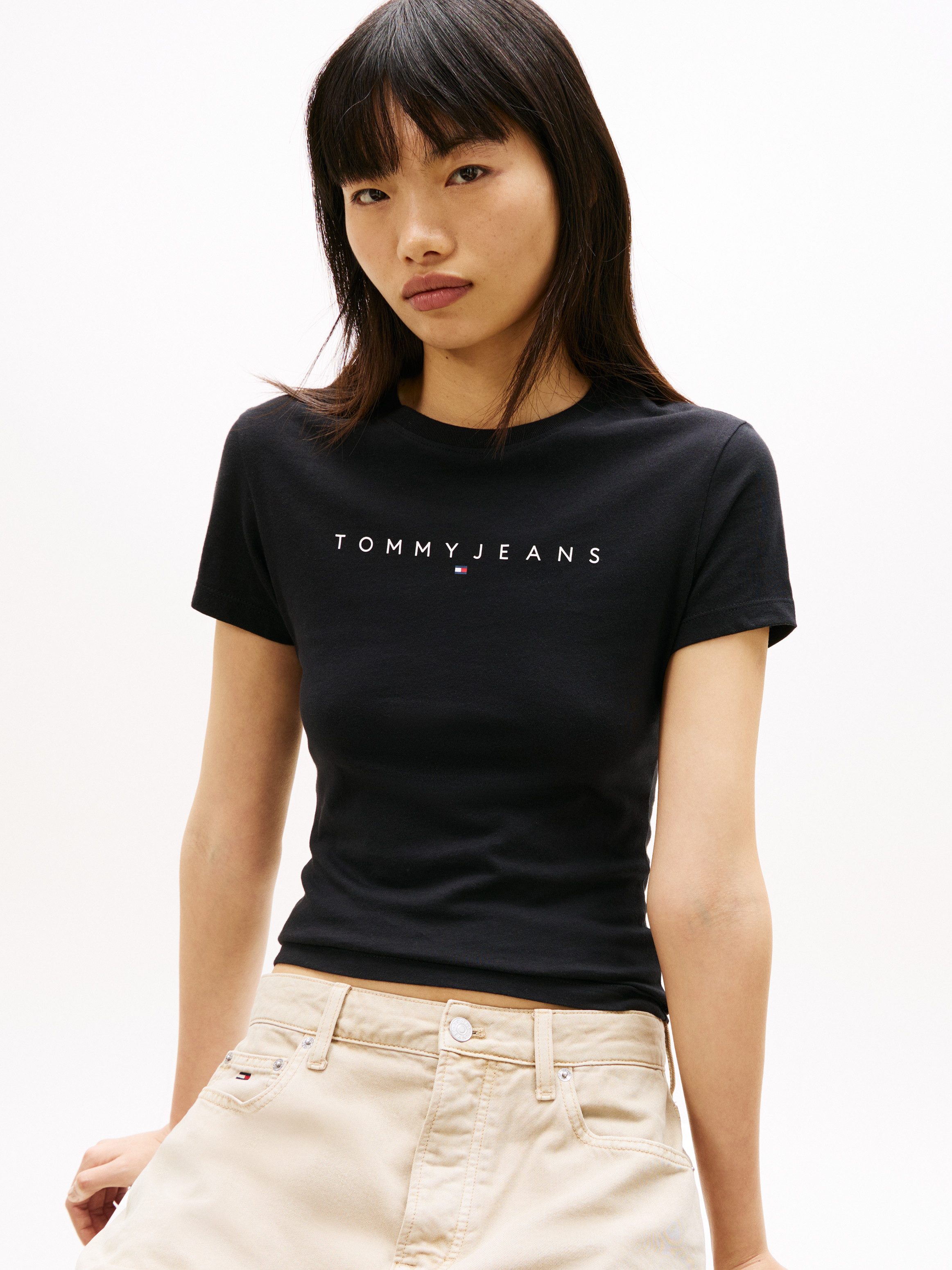 Tommy Jeans Kurzarmshirt TJW SLIM LINEAR TEE EXT mit Logo-Schriftzug