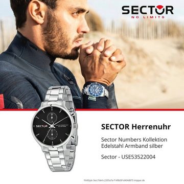 Sector Multifunktionsuhr Sector Herren Armbanduhr Multifunkt, (Multifunktionsuhr), Herren Armbanduhr rund, extra groß (ca. 50,8x43mm), Edelstahlarmband s