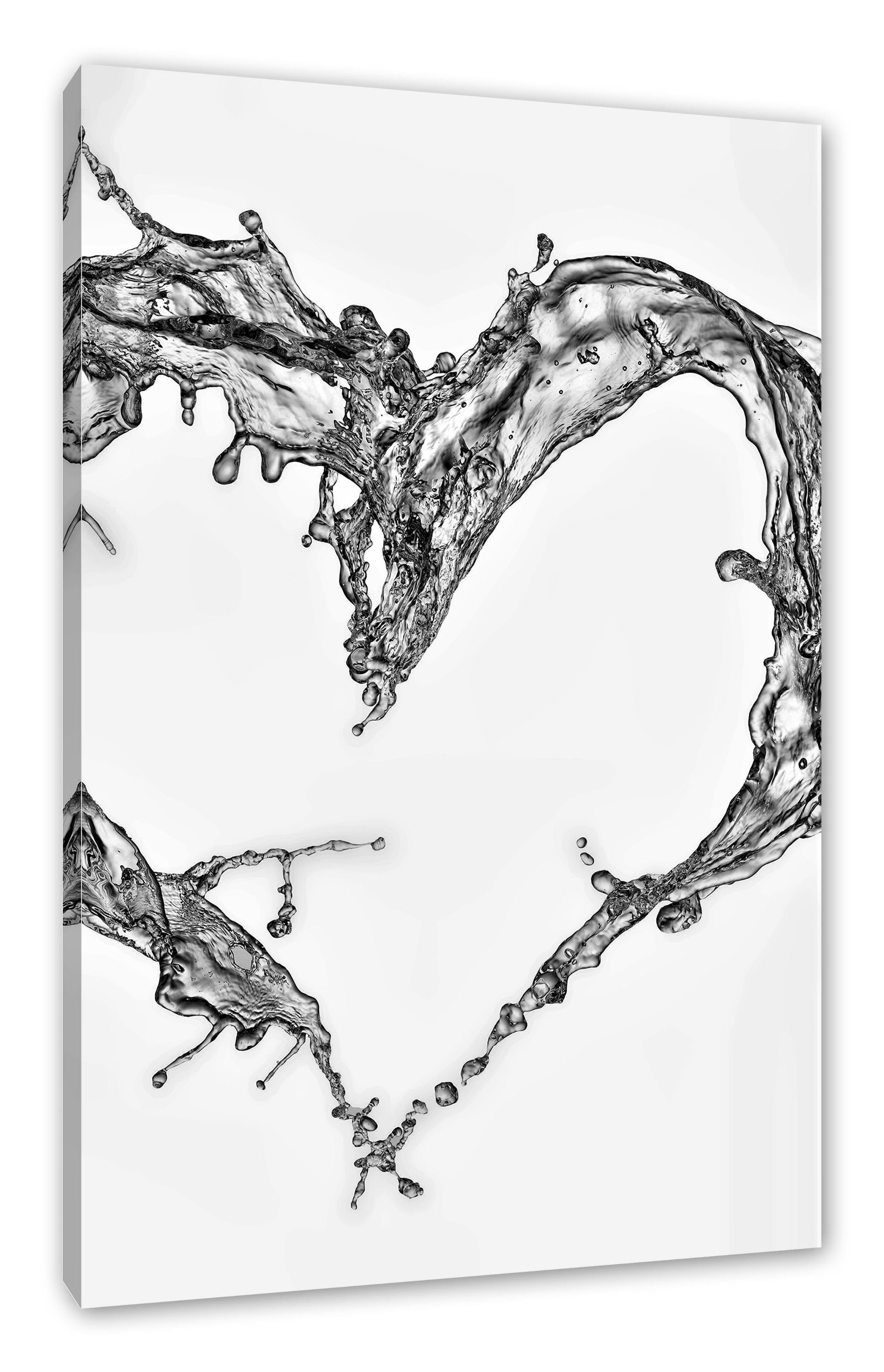 Pixxprint Leinwandbild Herz aus bespannt, Wasser, aus Wasser inkl. fertig Leinwandbild St), Zackenaufhänger Herz (1