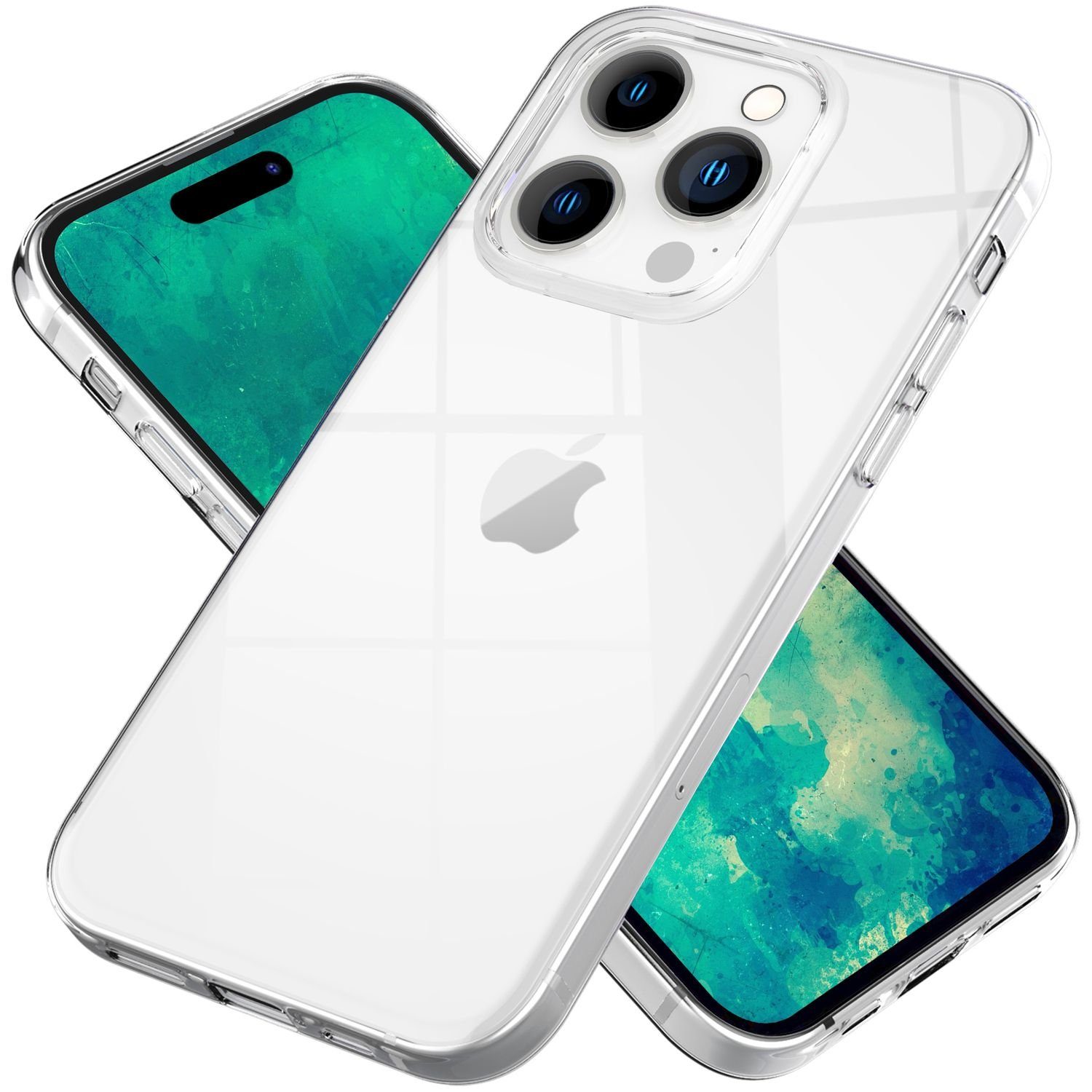 Nalia Smartphone-Hülle Apple iPhone 14 Pro 15,5 cm (6,1 Zoll), GLAZE Case - Transparentes Silikon, Anti-Watermark & Schlank