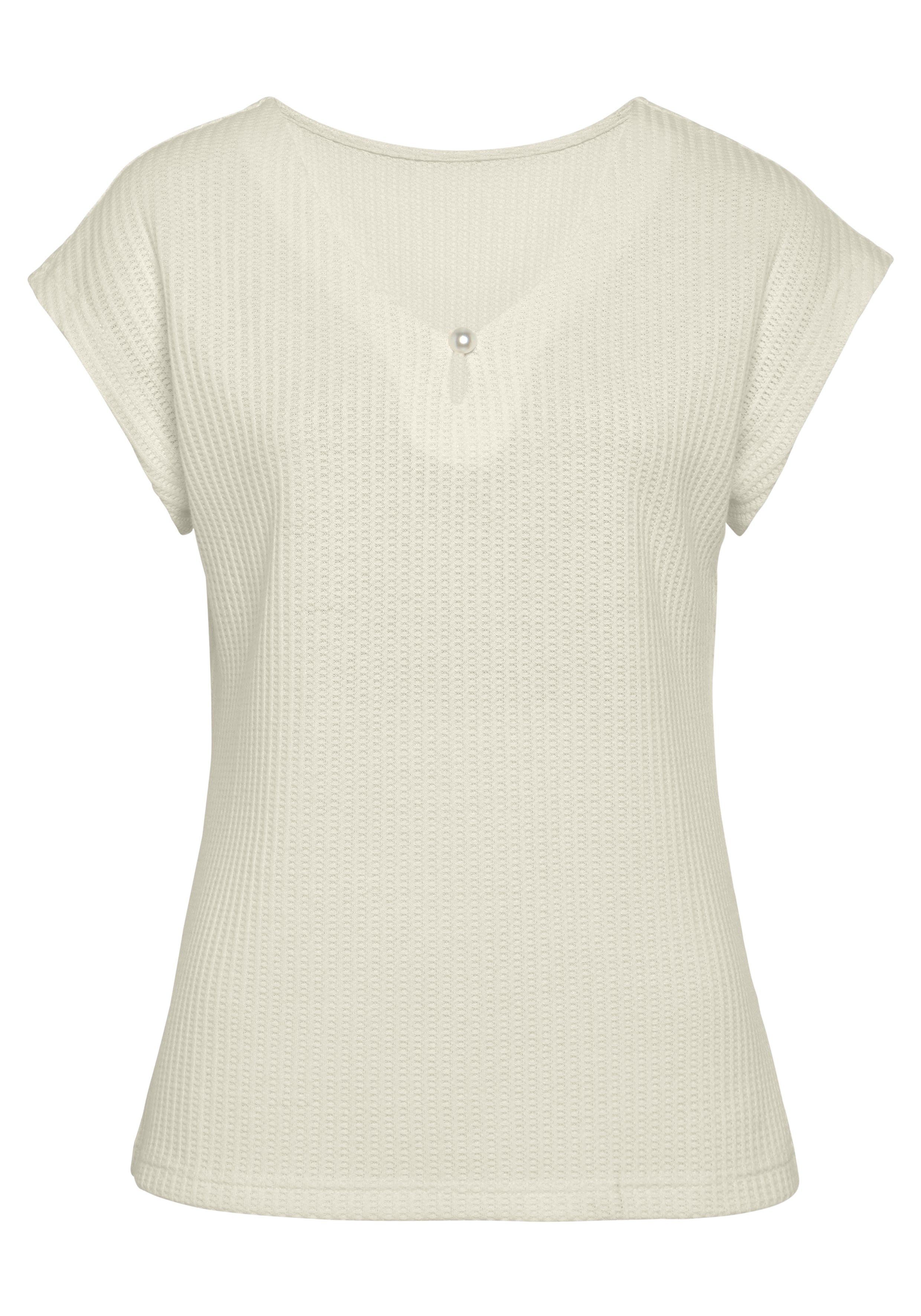 LASCANA Kurzarmshirt mit Zierperle aus weicher günstig online kaufen