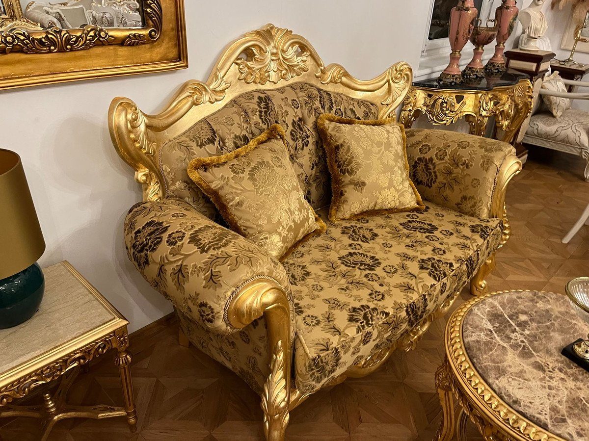 Pompööses Barock - Luxus 2-Sitzer 2er Pompöös Padrino Casa Gold Sofa Sofa designed Möbel Harald by Barock Edel Barock Casa & - Glööckler - / by Muster Prunkvoll Padrino Bouquet Gold