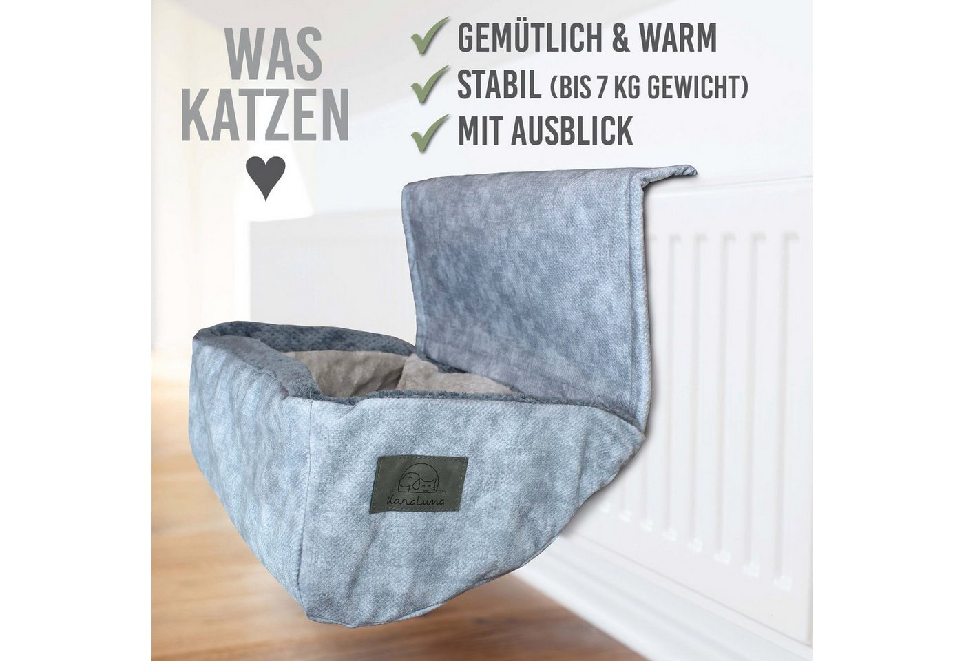 Thumbnail - KaraLuna Katzen-Hängematte Premium Heizungsliege für Katzen I Katzenbett Katzenliege Hängematte, Waschbarer Bezug