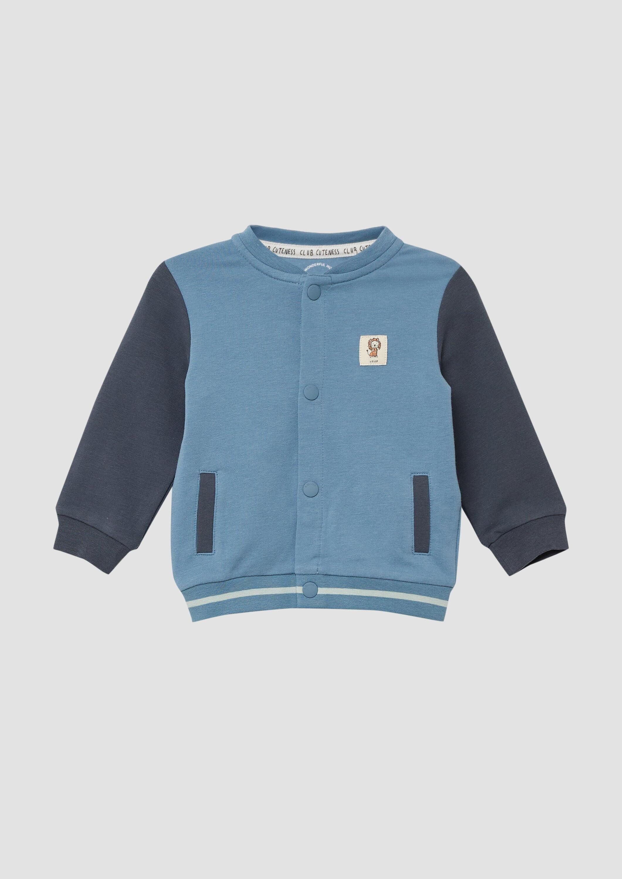 s.Oliver Sweatjacke Sweatshirt Jacke Lässige Sweatjacke im College-Look mit Patch