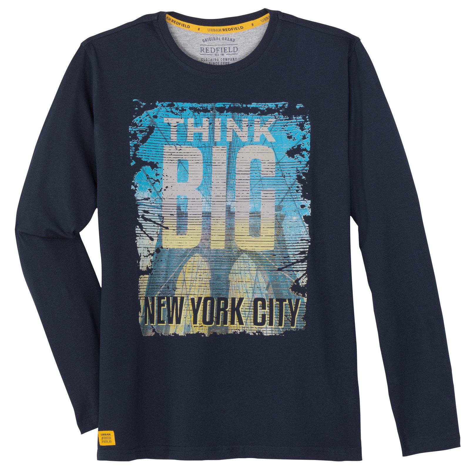 redfield Langarmshirt Redfield Übergrößen Langarmshirt navy New York Print