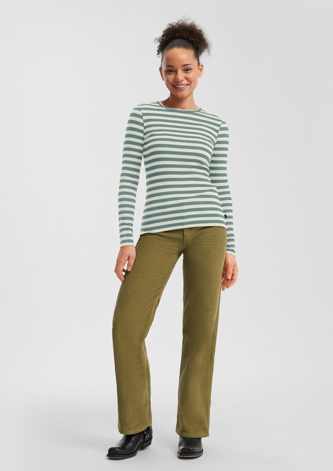 QS Longsleeve Longsleeve gerippt, Slim Fit, günstig online kaufen
