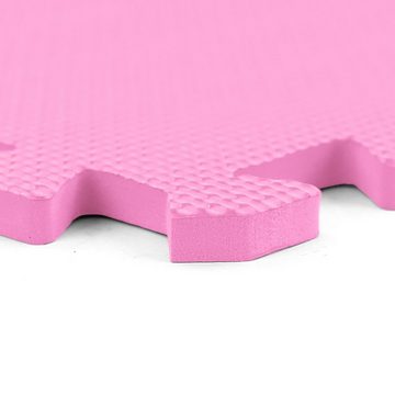 RAMROXX Bodenschutzmatte EVA Fitness Puzzle Unterlegmatten Pink 50x50cm 10mm 8 Stück