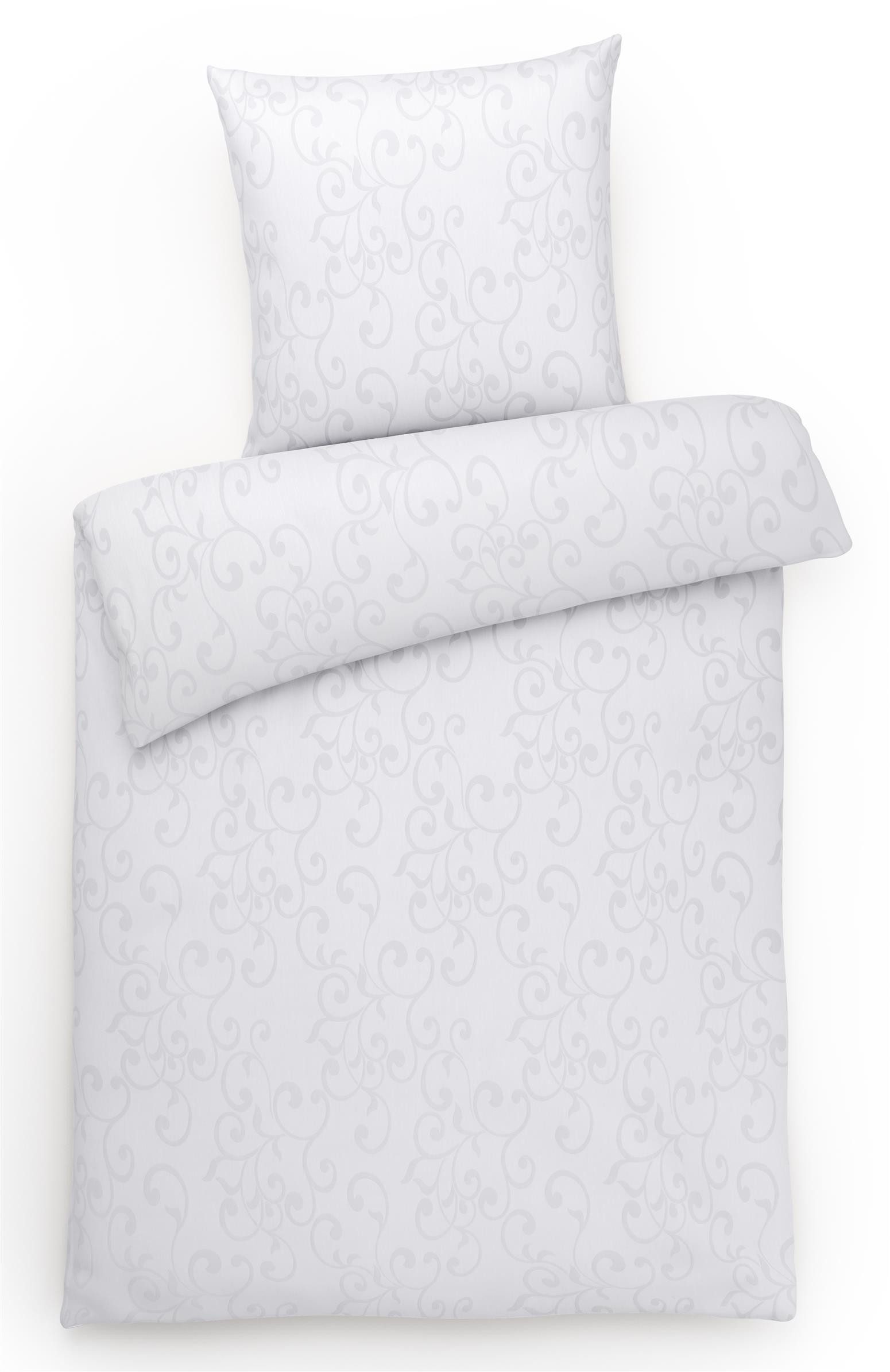 Bettwäsche Elegante Damast Bettwäsche Ornamente Hotelbettwäsche Bettbezug Set, Carpe Sonno, Damast, 2 teilig, Damast Bettwäsche 155x220 Bettwäsche Baumwolle Weiß