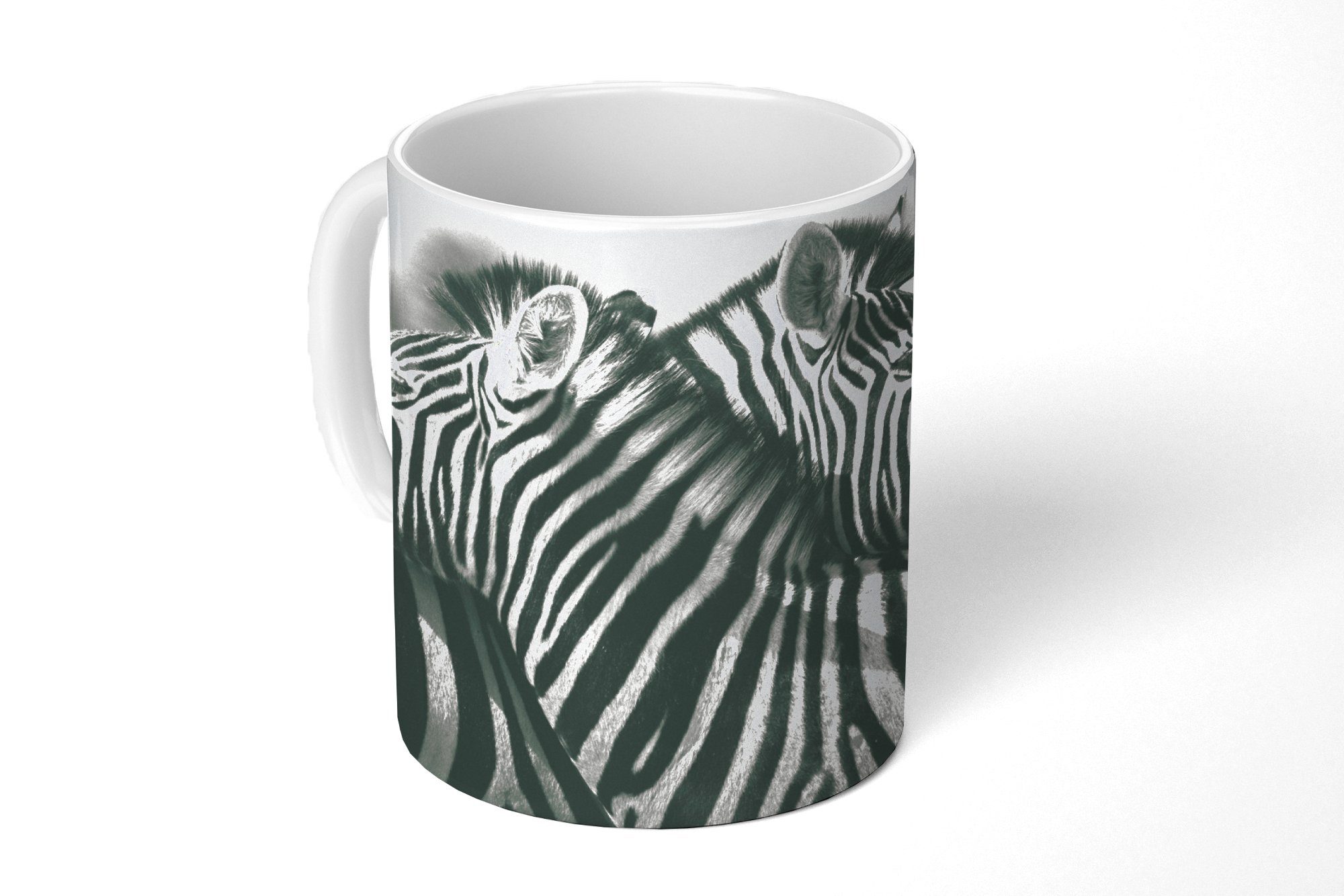 MuchoWow Tasse Kuschelige Zebras, Keramik, Kaffeetassen, Teetasse, Becher, Teetasse, Geschenk