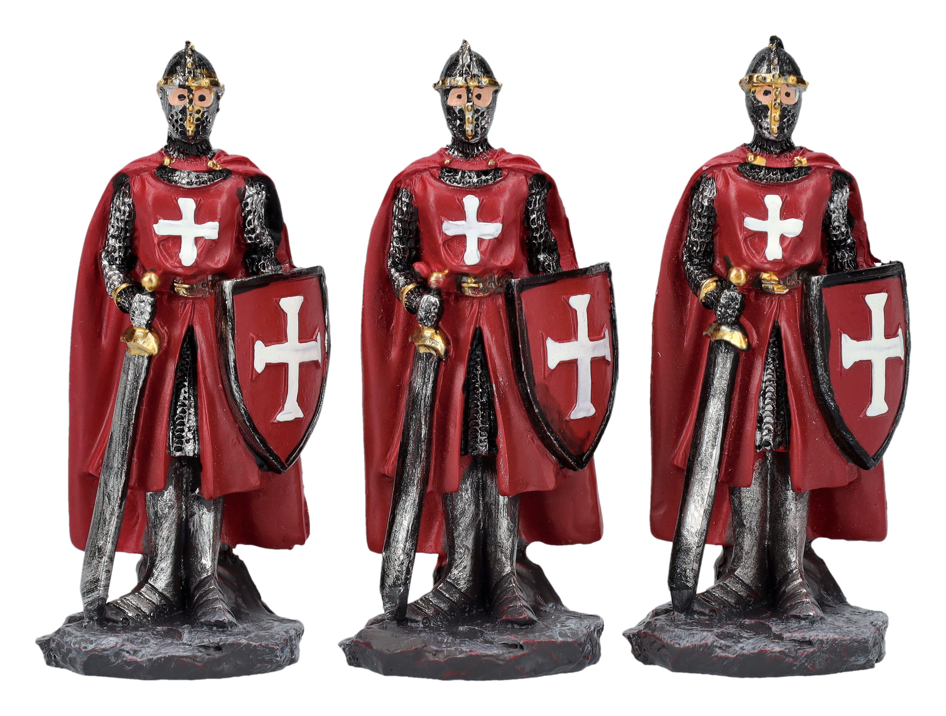 Figuren Shop GmbH Dekofigur Ritterfiguren 12er Set - Kreuzritter rot - Mittelalter Ritter Kämpfer