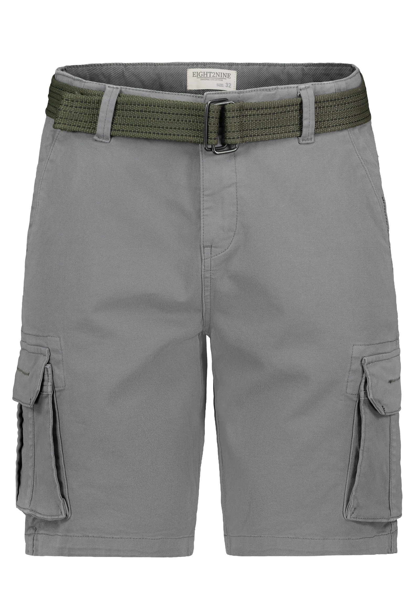 Eight2Nine Cargoshorts Kurzes Design für Herren Baumwolle Regular Fit unifarben wärmend Reißverschluss