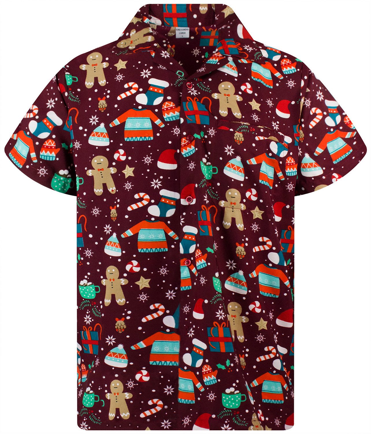 King Kameha Hawaiihemd Christmas Gingerbread Kurzarm günstig online kaufen