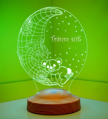 Geschenkelampe LED Nachttischlampe Der Mann im Mond mit Teddybär 3D Geschenke für Babys, Leuchte 7 Farben fest integriert, Träum Süß, Geschenk für mädchen