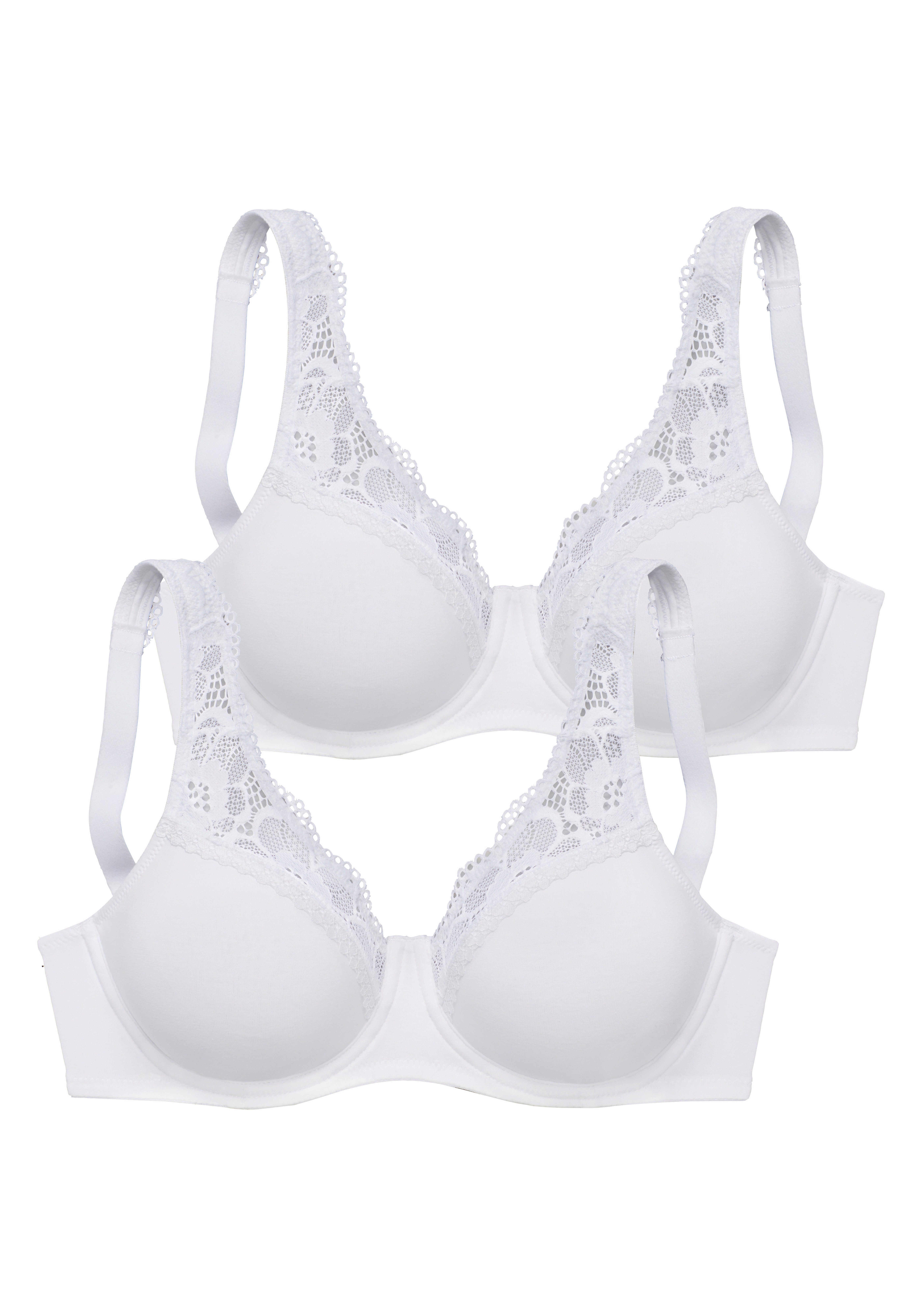 petite fleur Minimizer-BH (Packung, 2er-Pack) mit Bügel aus weicher Baumwollqualität und Spitze