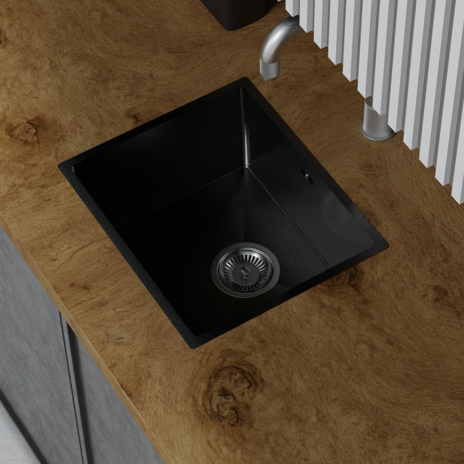 HAGO Edelstahlspüle Edelstahl Einbauspüle 40x34cm Anthrazit Küchenspüle Spülbecken Schalls