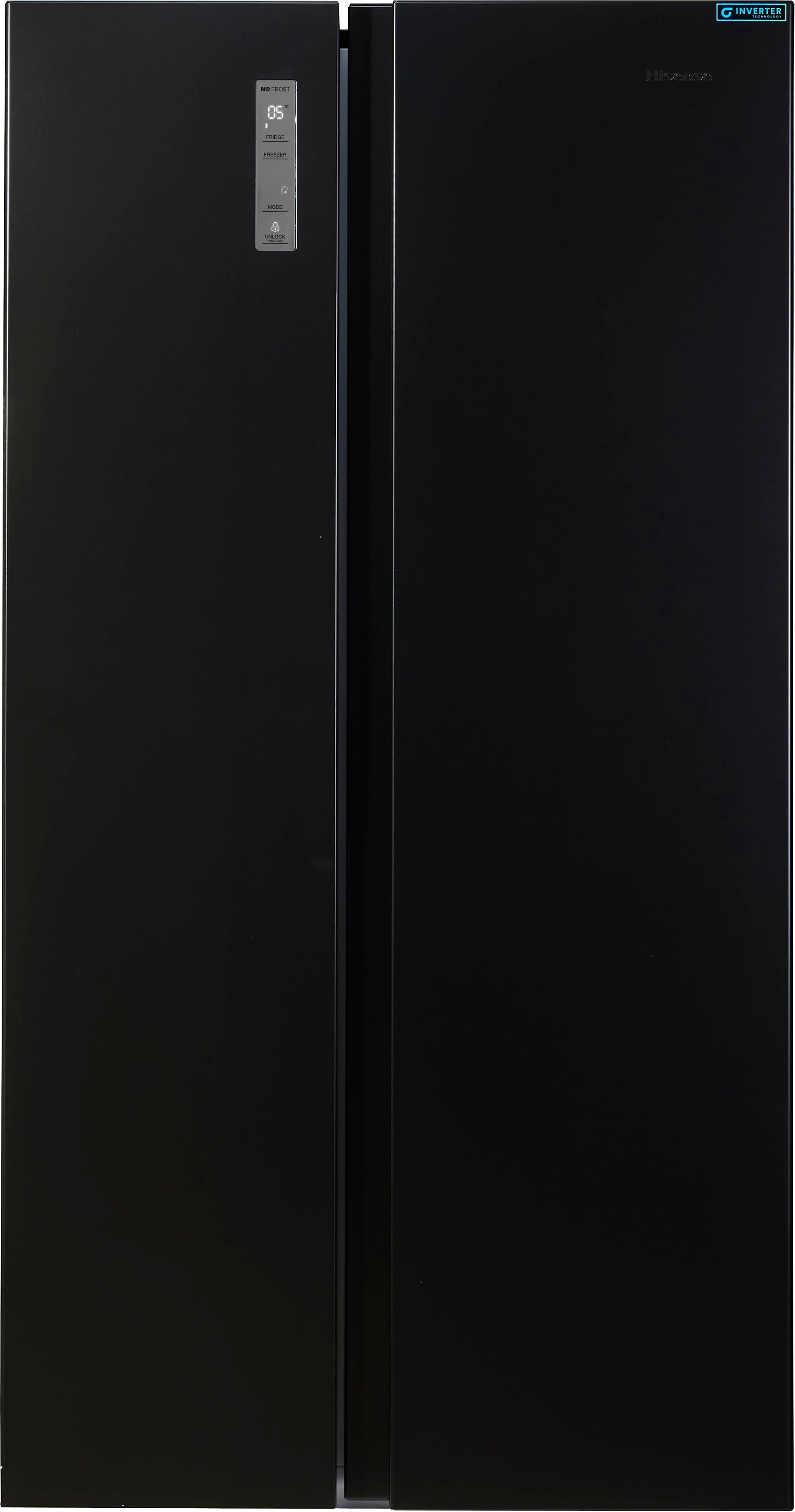 Hisense Side-by-Side cm breit schwarz 91 hoch, RS677N4AFC, 178,6 cm