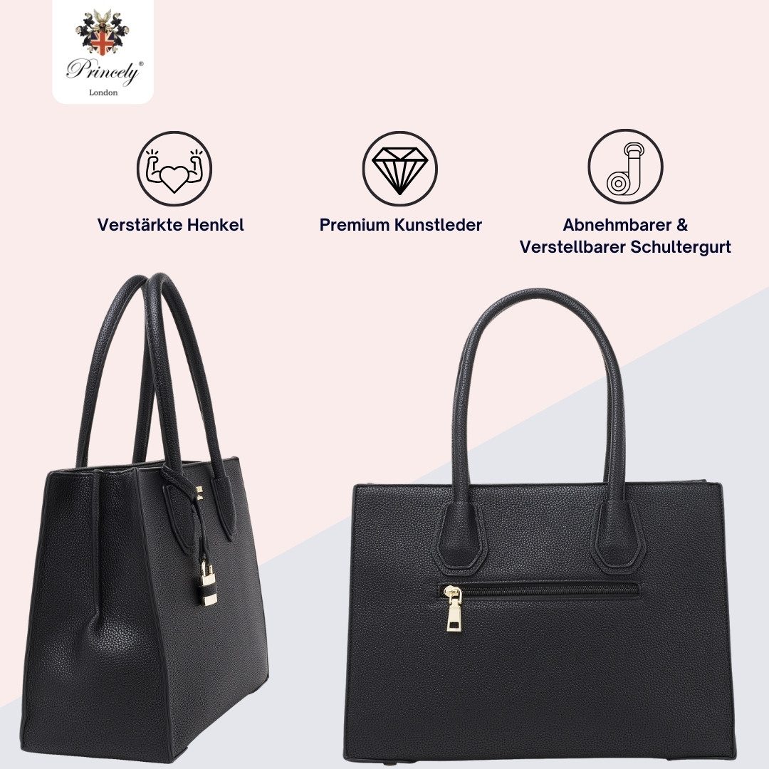 Princely London Handtasche Julia -Elegante Handtasche mit sicherem Reißverschluss & viel Platz – Bild 4 von 5