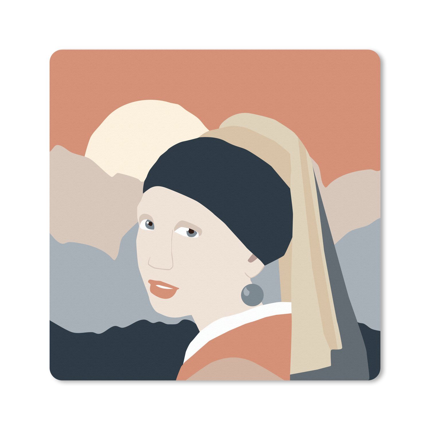 MuchoWow Gaming Mauspad Pastell - Mädchen mit Perlenohrring - Sonne (1-St), Gaming, Rutschfester Unterseite, Mausunterlage, 80x80 cm, XXL, Großes
