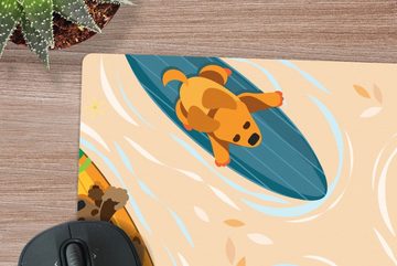 MuchoWow Gaming Mauspad Hunde - Surfen - Muster (1-St), Mousepad mit Rutschfester Unterseite, Gaming, 40x40 cm, XXL, Großes
