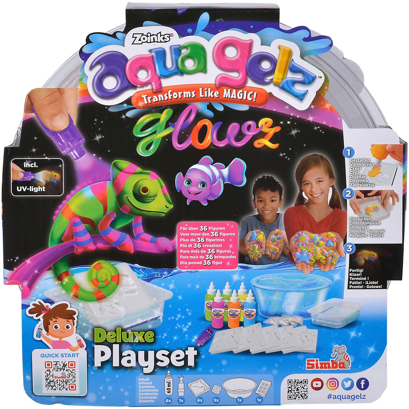 SIMBA Kreativset Aqua Gelz Deluxe Set Glowz, mit Leuchteffekt