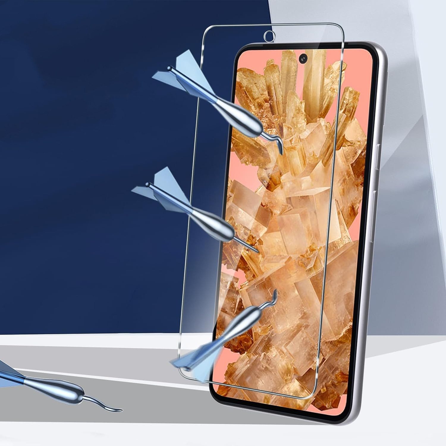 CLM-Tech Displayschutzglas 2x Schutzfolie für Google Pixel 8 - Panzerfolie für Google Pixel 8, - Panzerglas Folie - Anti-Fingerabdruck und kratzfest -, 2 Stück, – Bild 3 von 5