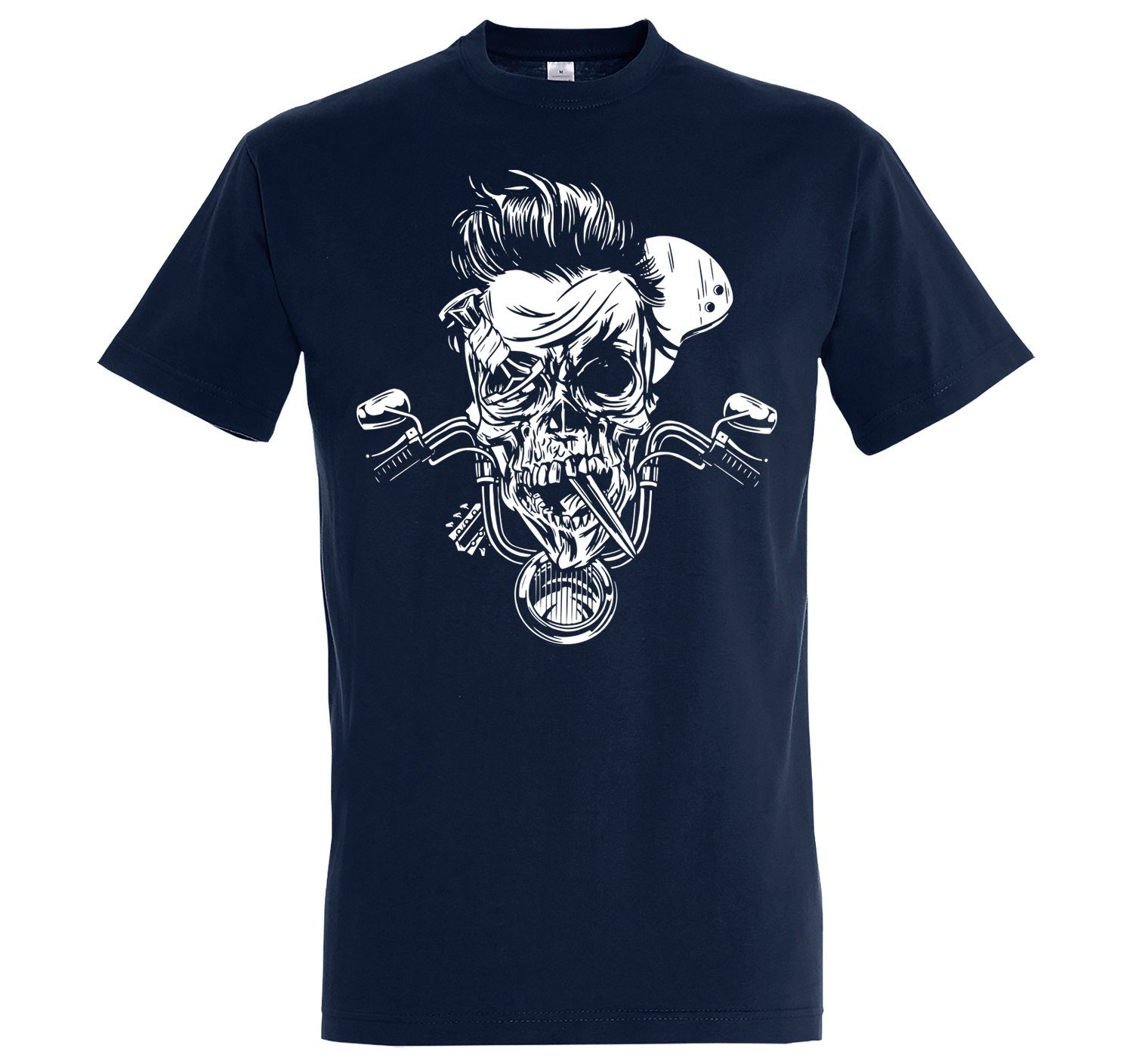 Youth Designz T-Shirt Biker Skull Zombie Herren Shirt mit trendigem Frontprint Navyblau