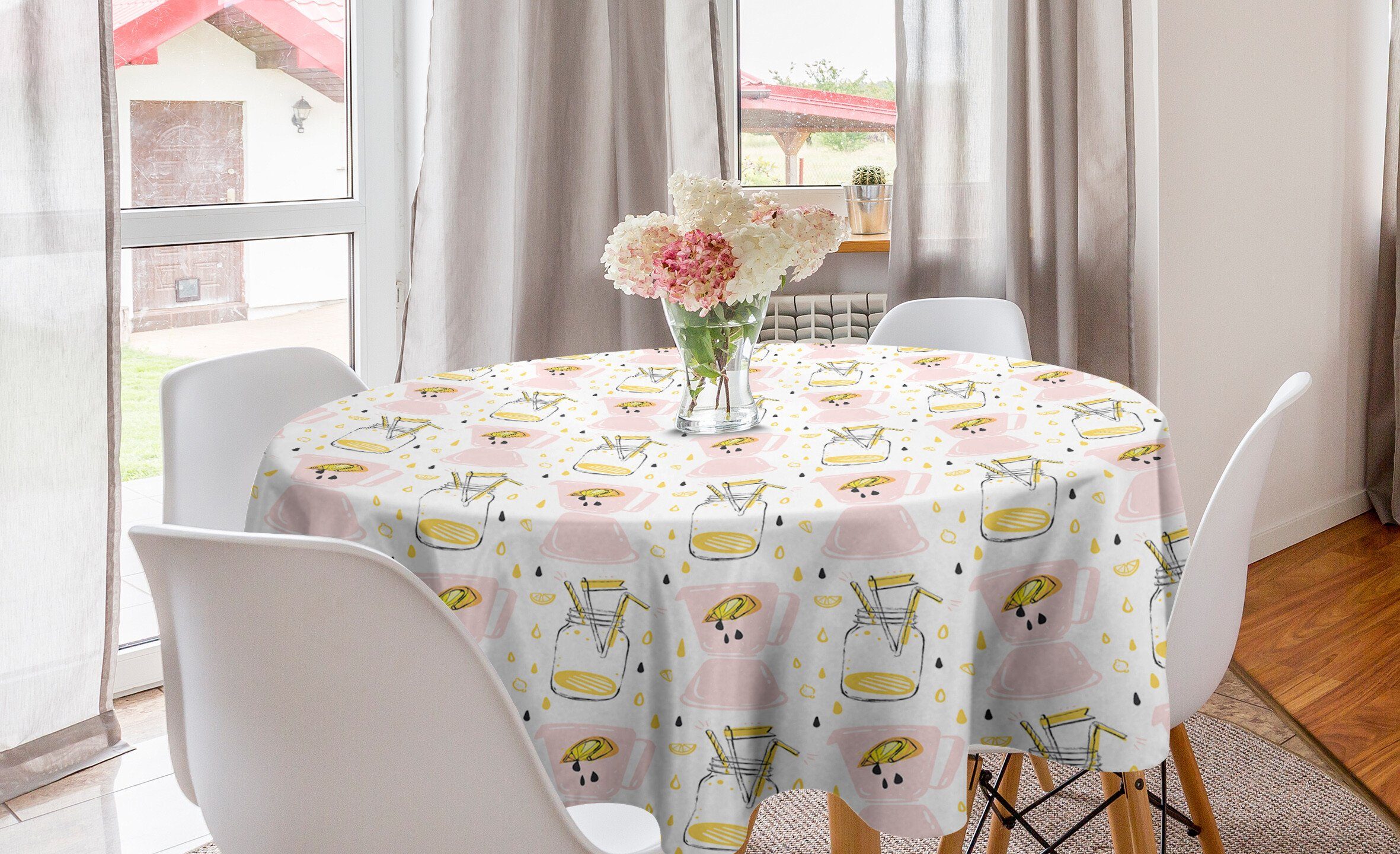 Glasglas-Muster Küche Tischdecke Limonade Kreis für Tischdecke Dekoration, Abakuhaus Esszimmer Sommer Abdeckung