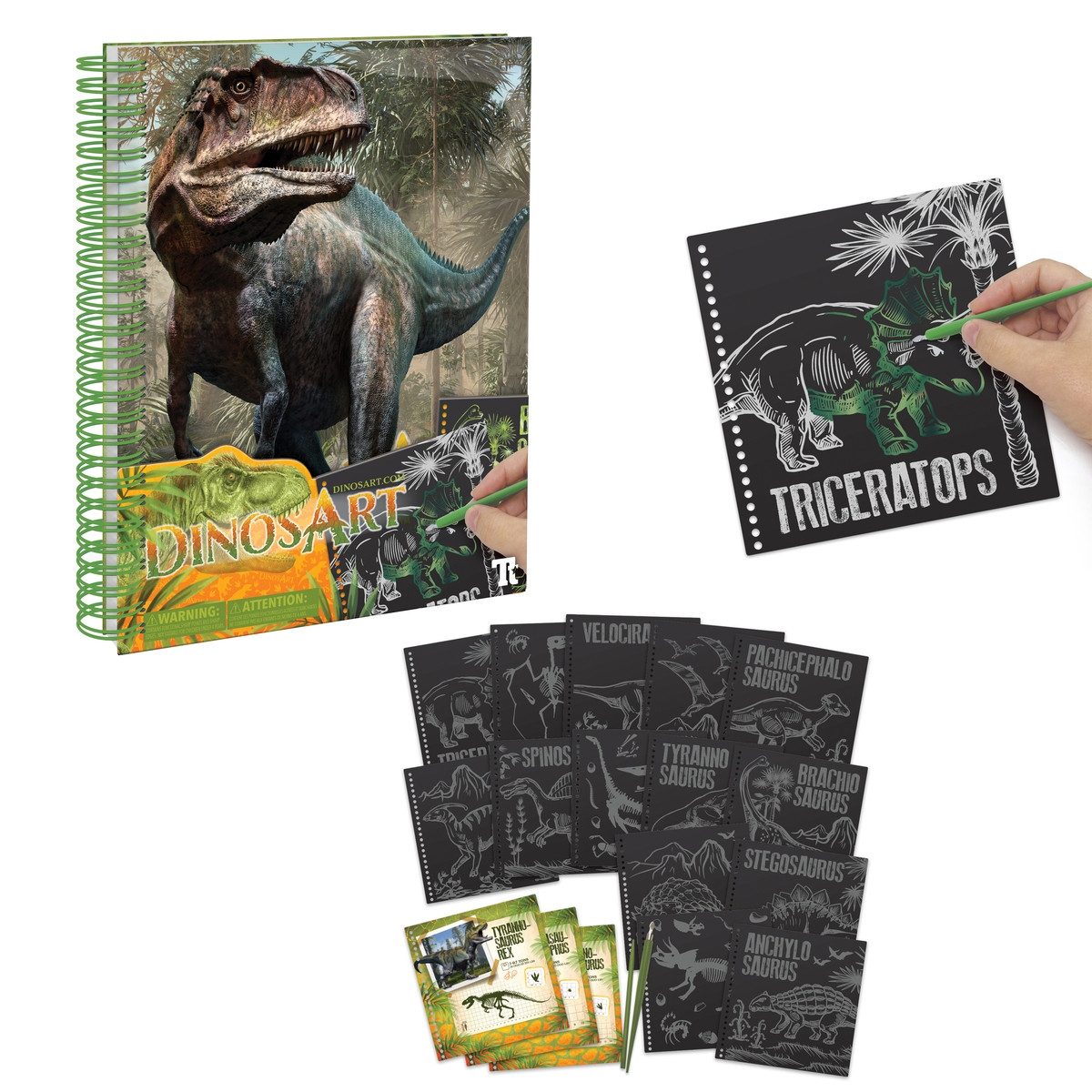 Toynamics Europe Skizzenbuch Kratzbilderbuch DinosArt Kratz-und Zeichenkunst