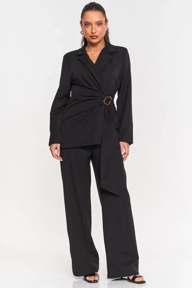 Lelü Fashion Hosenanzug festlicher Hosenanzug mit Goldschnalle günstig online kaufen