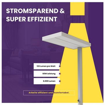 lilatec LED Stehlampe lilatec LED-Stehleuchte LUXODESK 60W 4000K grau