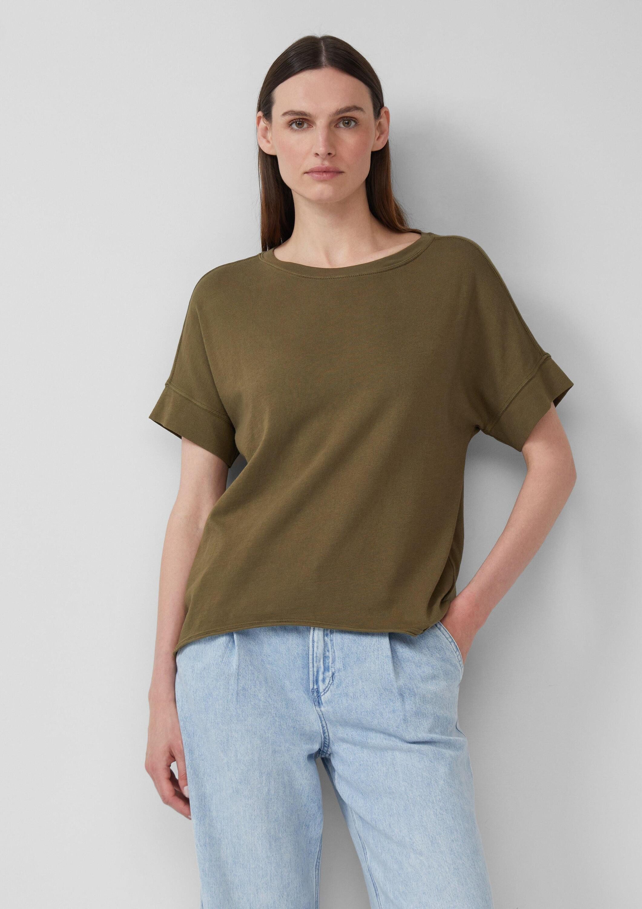 s.Oliver Kurzarmshirt T-Shirt Baumwollshirt mit Wascheffekt und Rollsaum günstig online kaufen