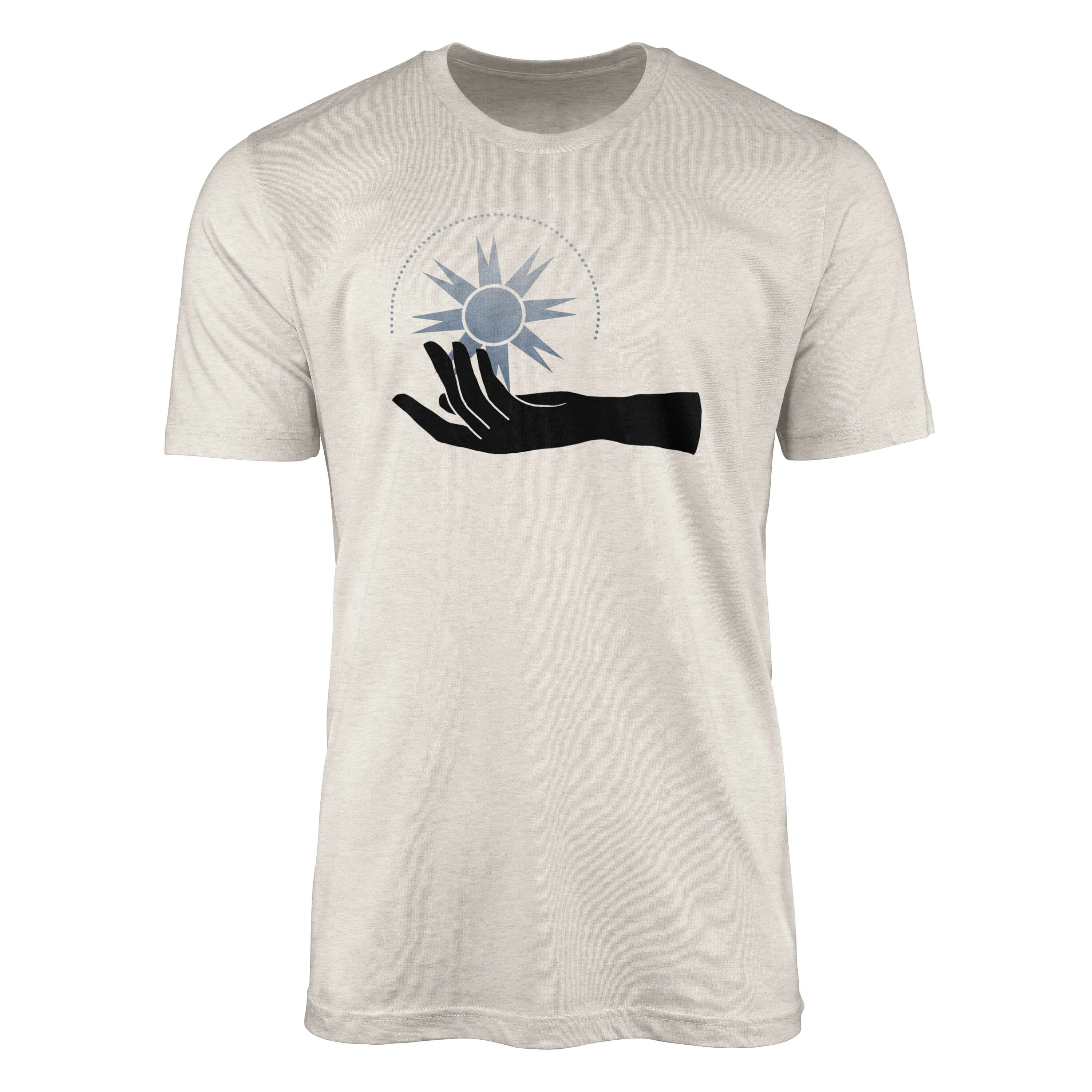 Hand aus Shirt T-Shirt Herren gekämmte 100% Astrologie Stern Bio-Baumwolle Motiv Art (1-tlg) Ökomode Sinus T-Shirt Nachhaltig
