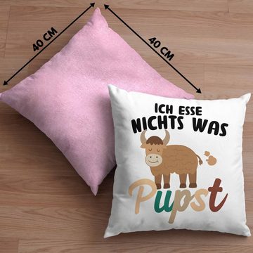 Trendation Dekokissen Trendation - Veganer Kissen Geschenk Friends Not Food Vegan Geschenkidee Lustiger Spruch Vegane Lebensweise Spruch Niedlich Dekokissen mit Füllung 40x40