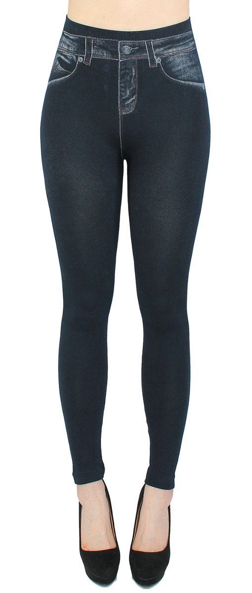 dy_mode Jeggings Damen Leggings in Jeans Optik Bequem Jeggings High Waist Jeansleggings mit elastischem Bund