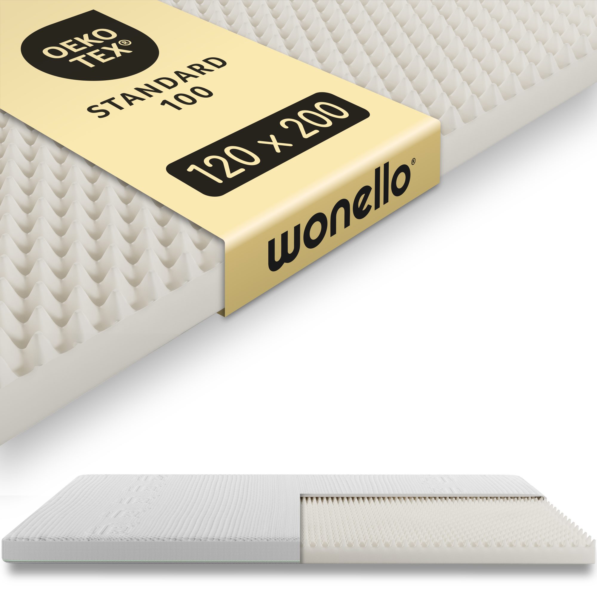 wonello, Цилиндр PureRelax, 8.5 cm hoch, Kaltschaum, TENCEL™ HR Матрасыtopper - druckentlastende Noppen,OEKO-TEX,waschbar