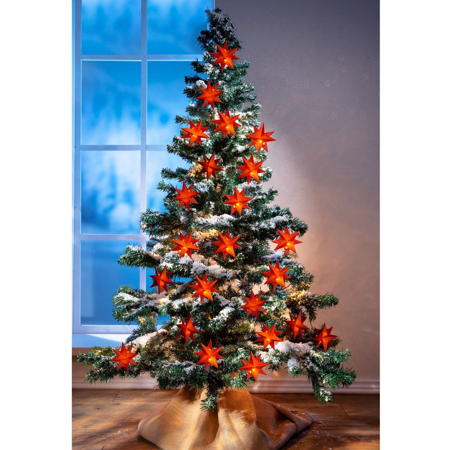 BURI Lichterkette LED-Lichterkette Sterne rot 1,35m Weihnachtsdeko Leuchtde günstig online kaufen